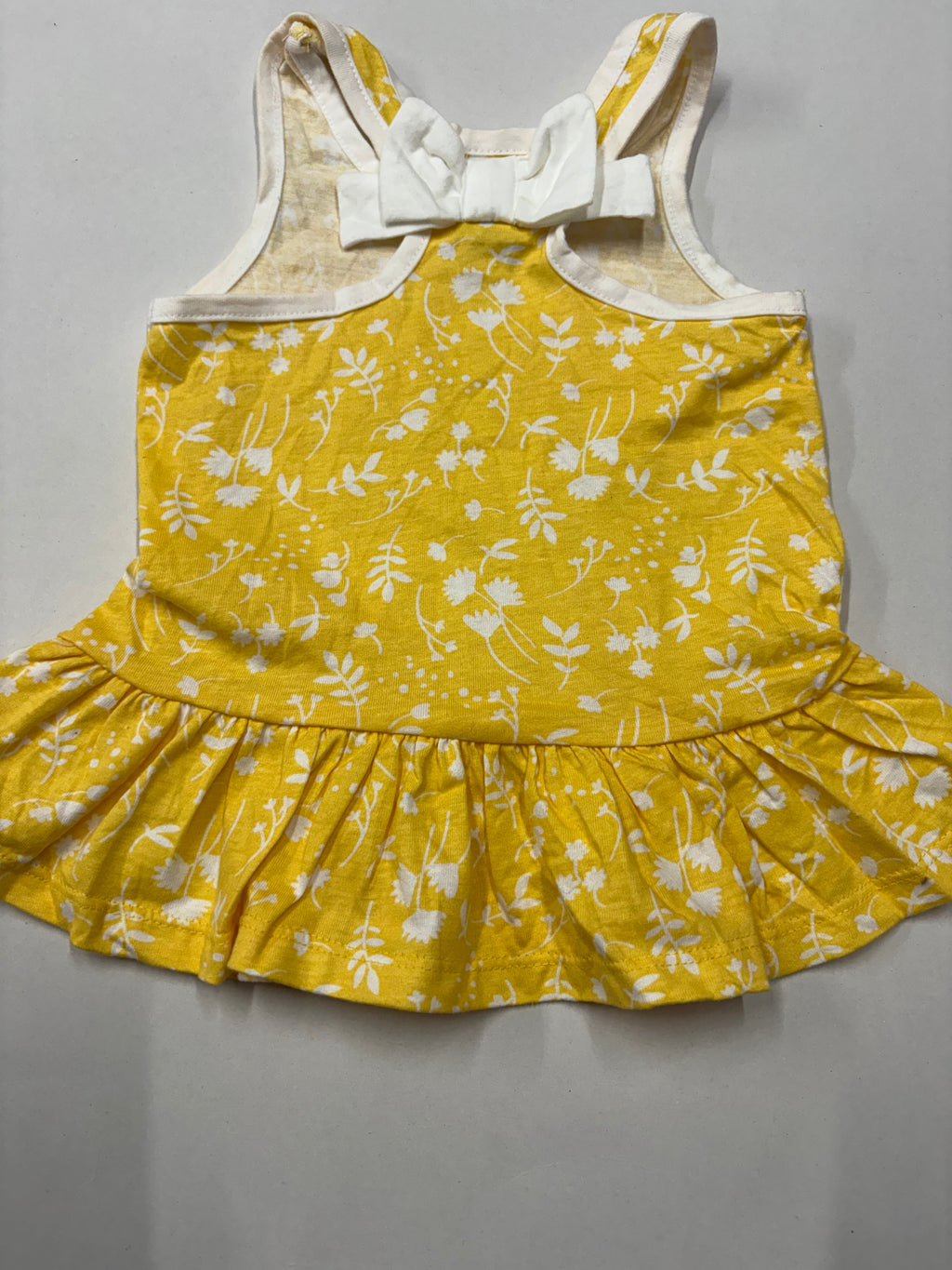 Yellow white flowers-Top -Baby Sleeveless Frock