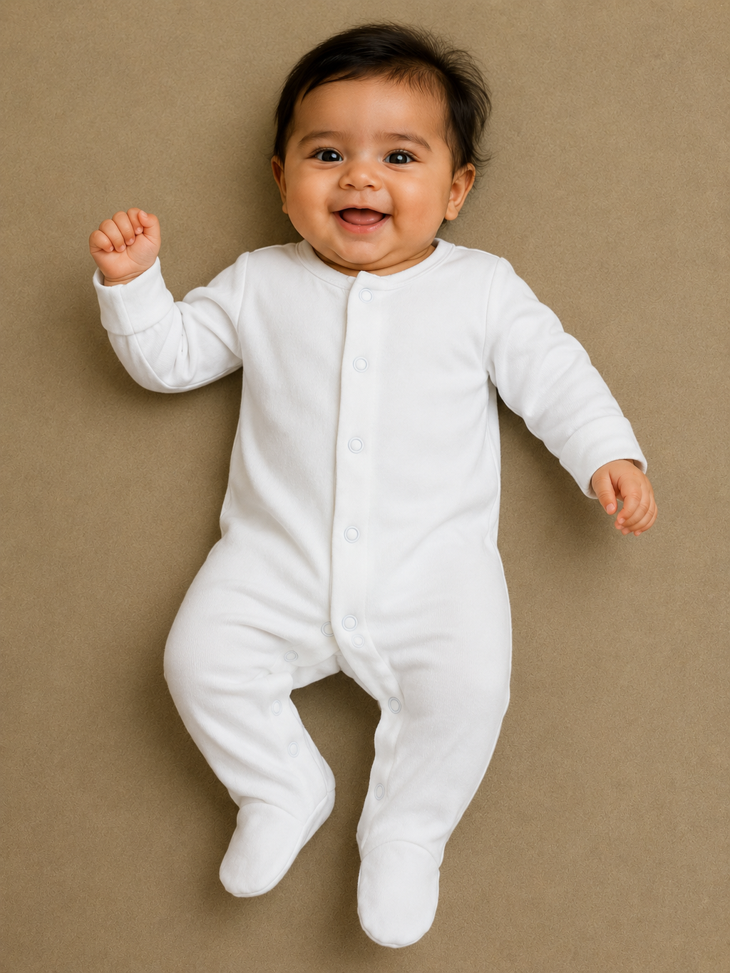 Plain white-Baby full shoes Jumpsuits