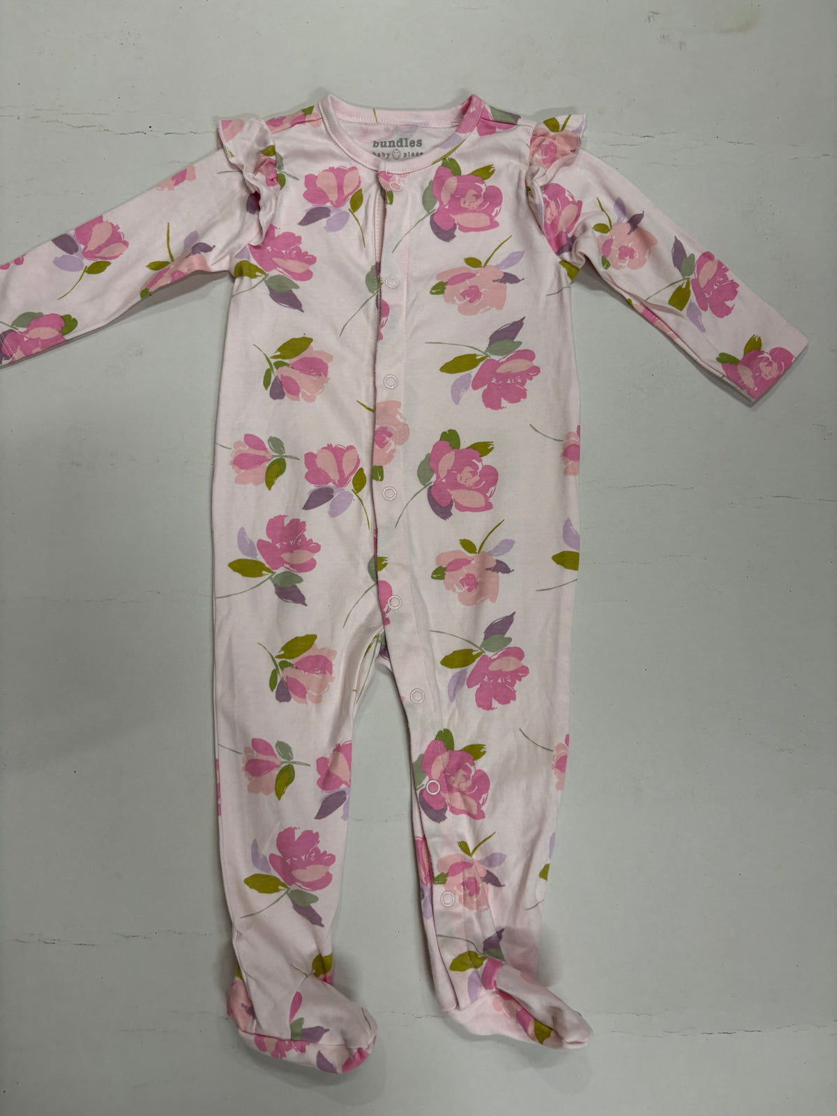 Pink Flowers🌸 with shoe(snap button)- Baby high quality jumpsuit