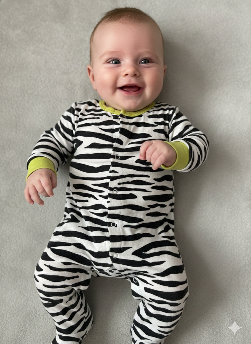 Black and white zebra print-Baby Jumpsuit