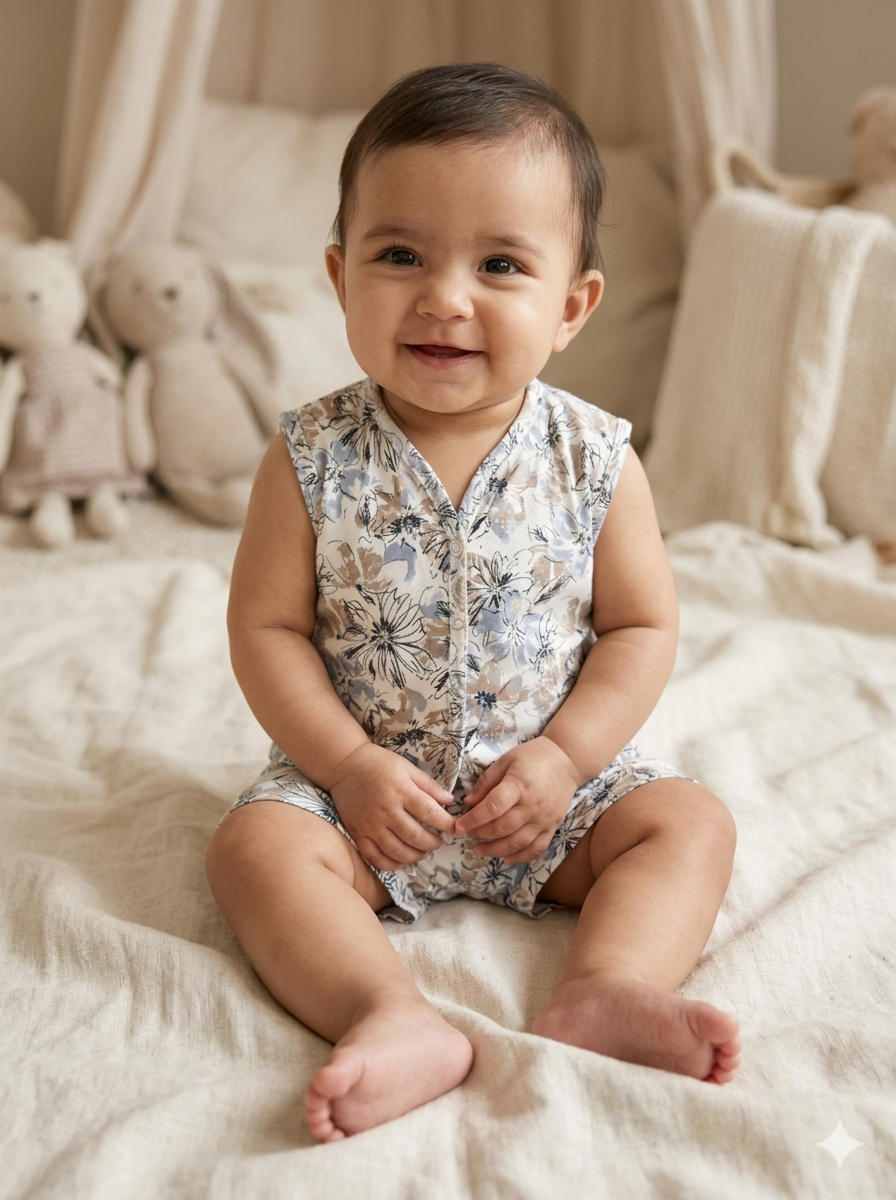 Floral -Sleeveless Jabla shorts set