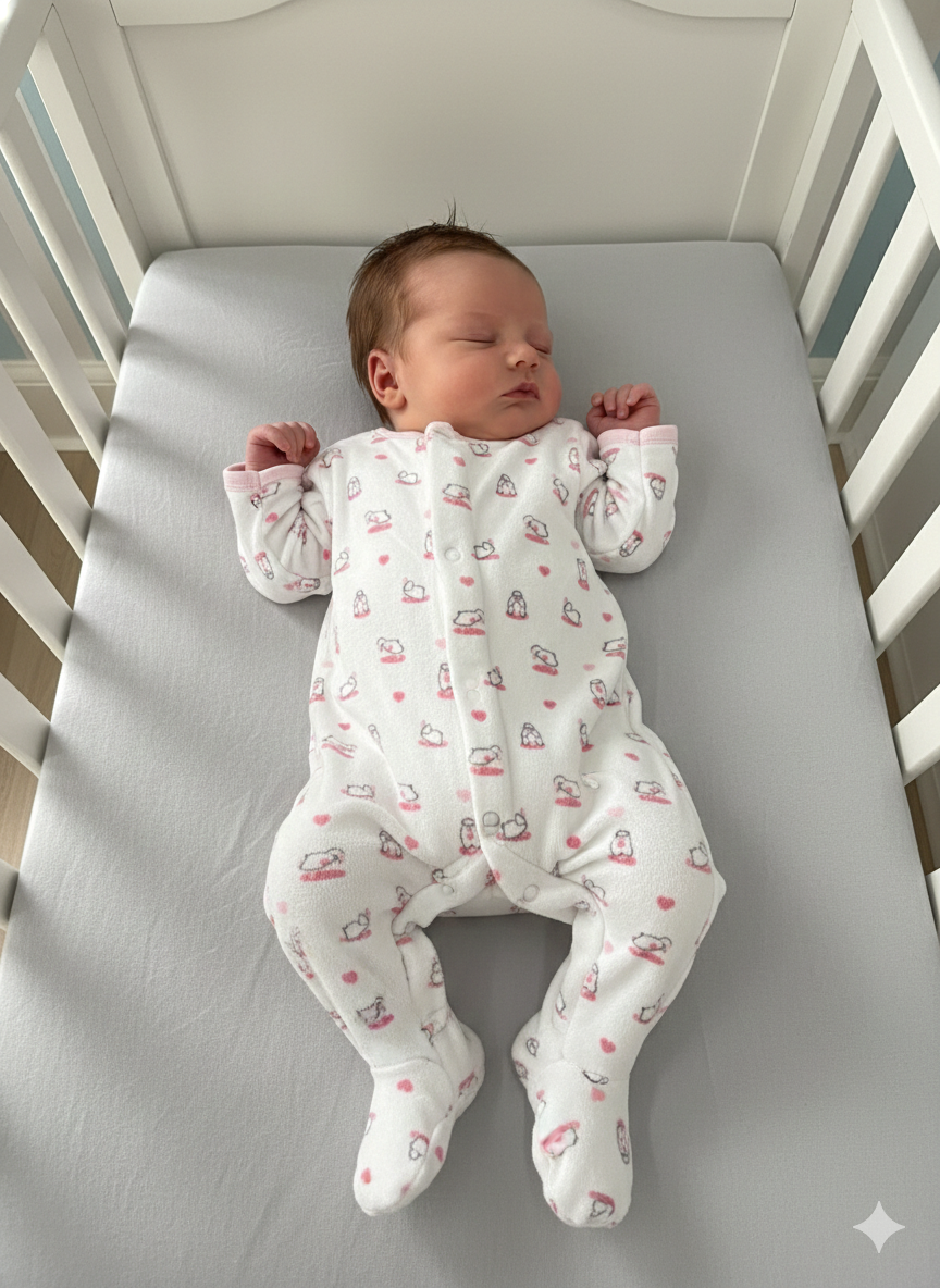 White with bunny prints-Baby full Jumpsuit