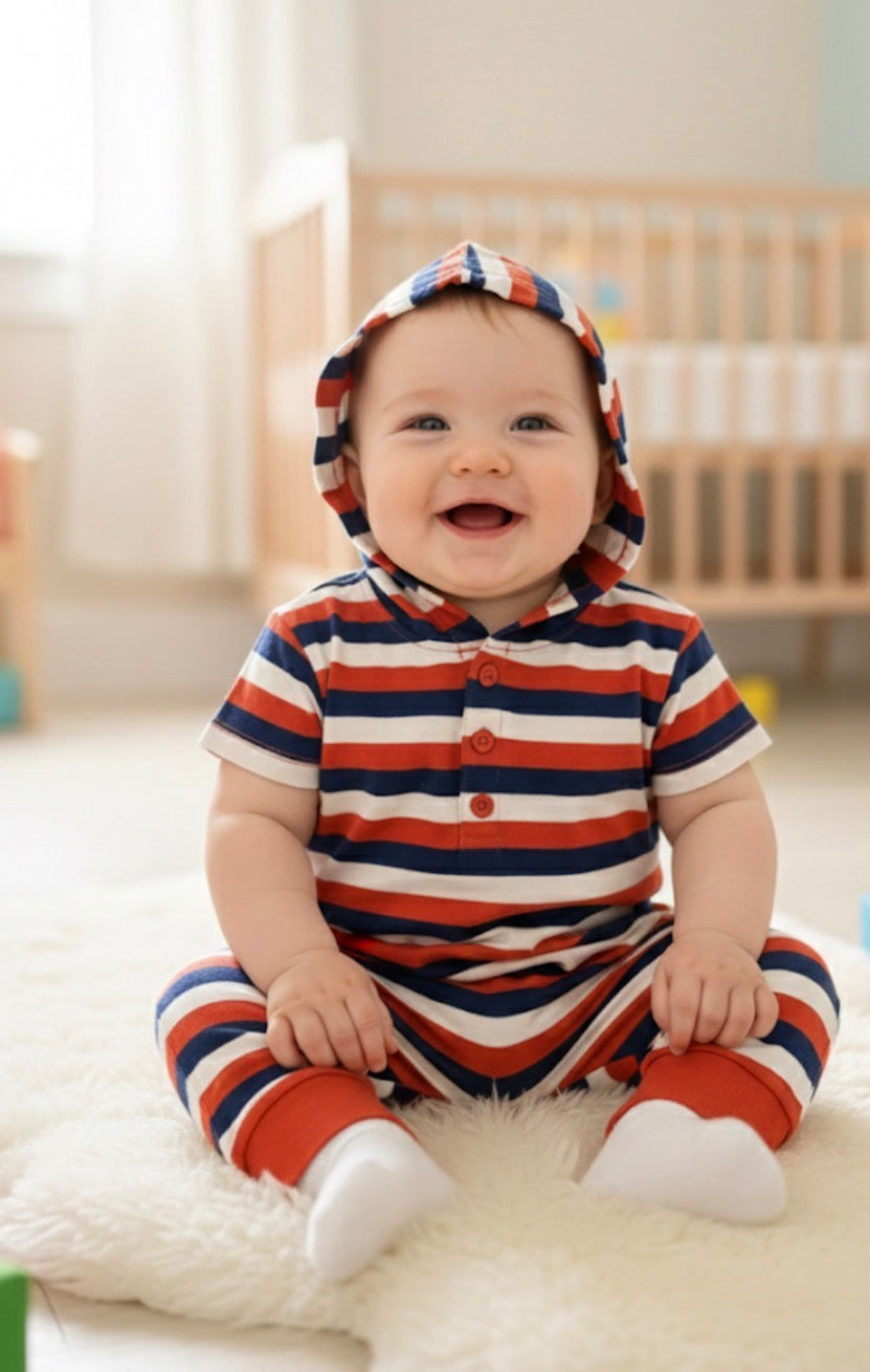 Tri colour hoodie -Baby Jumpsuit