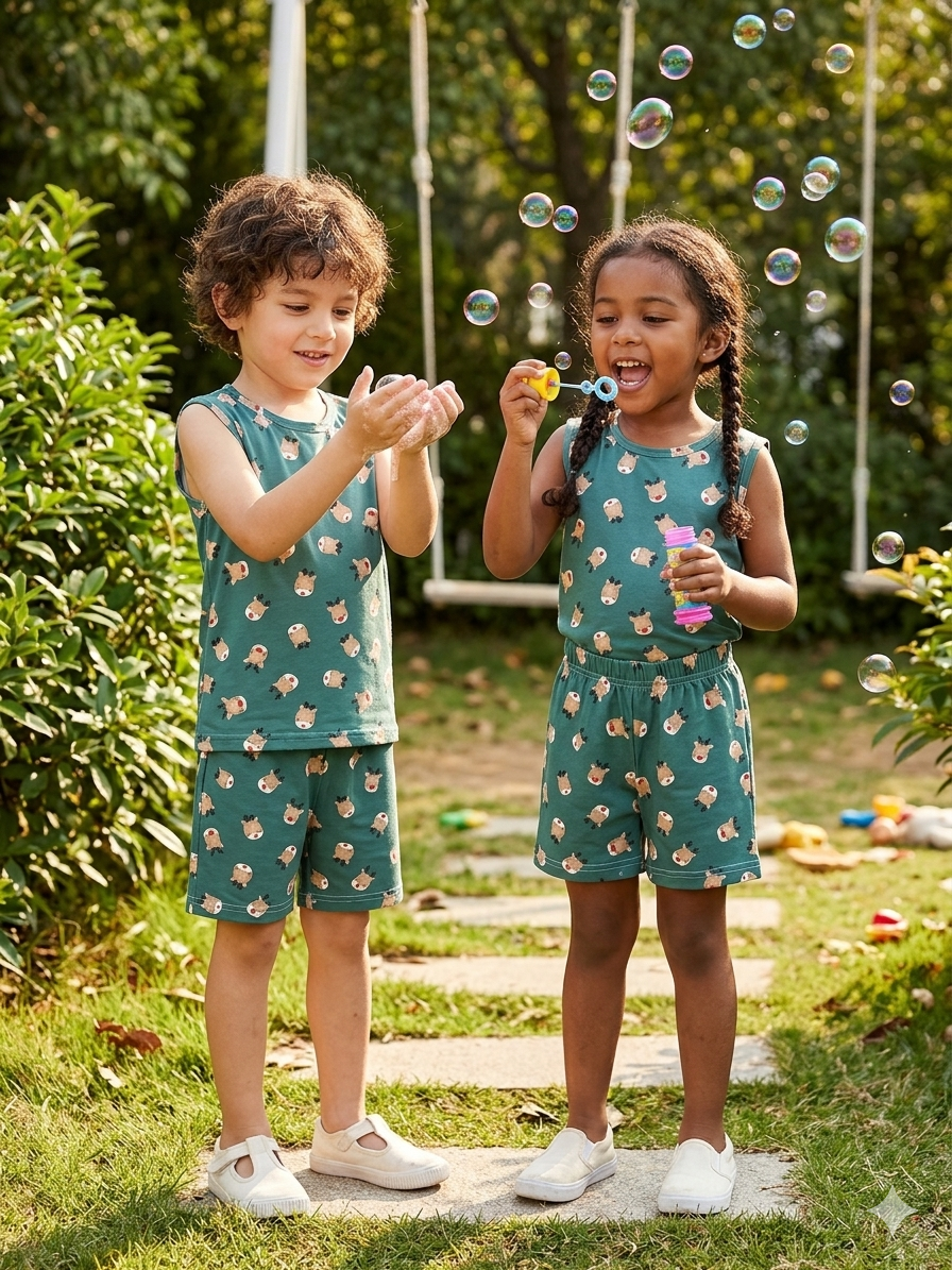 Holliday reindeer print-Sleeveless co-ords