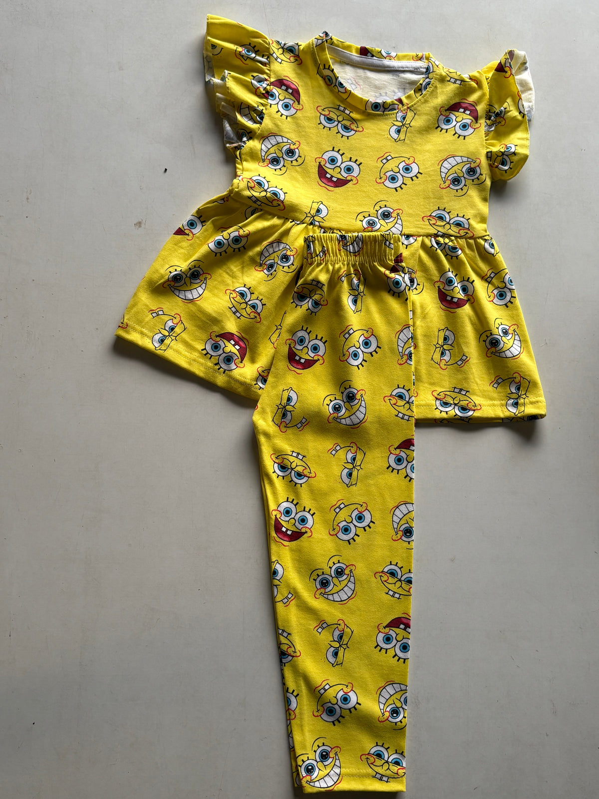 Yellow Multi Colour Peplum Co-ord Girls Sets.