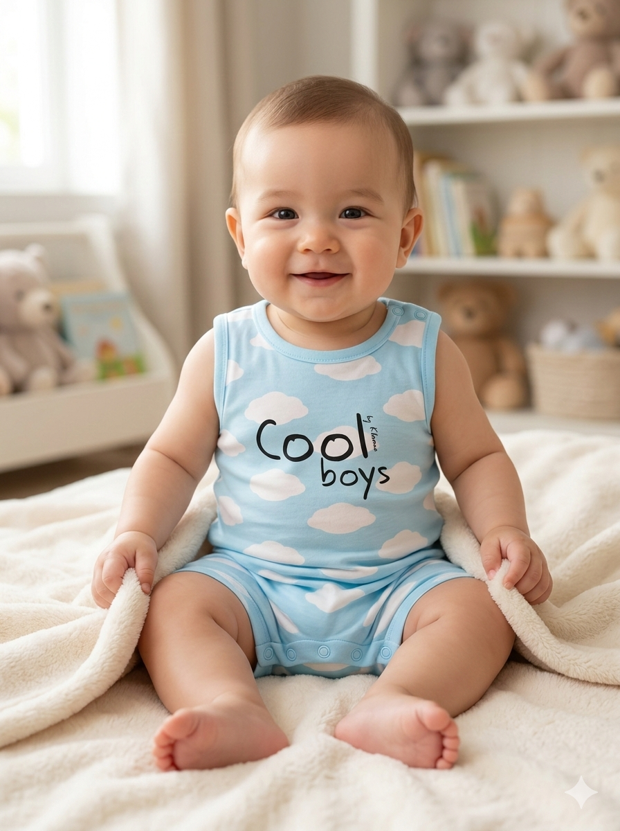 Blue Cool boy- baby half Jumpsuit
