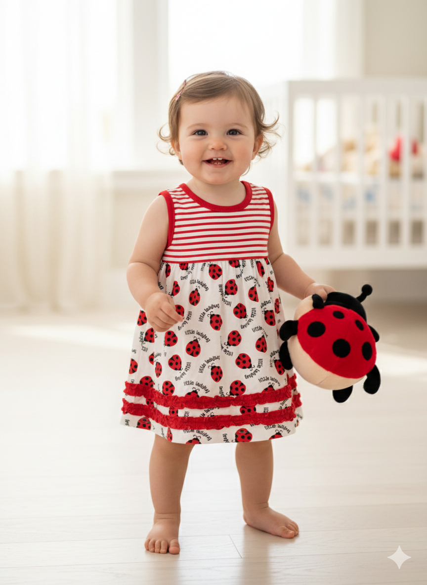 little ladubug -Baby Sleeveless Frock