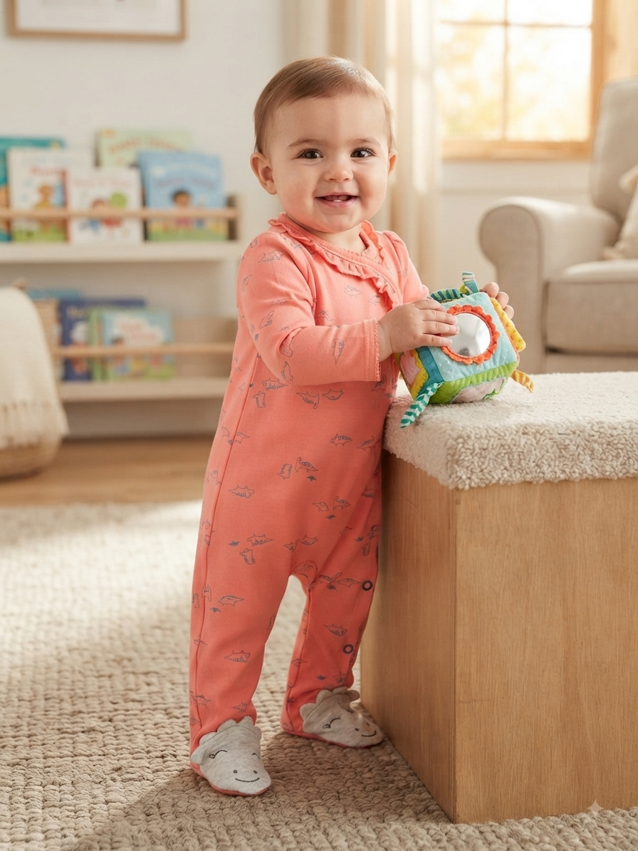 Orange with dino with shoe- Baby high quality jumpsuit