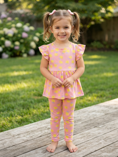 Light, orange Peplum Co-Ord Girls Set