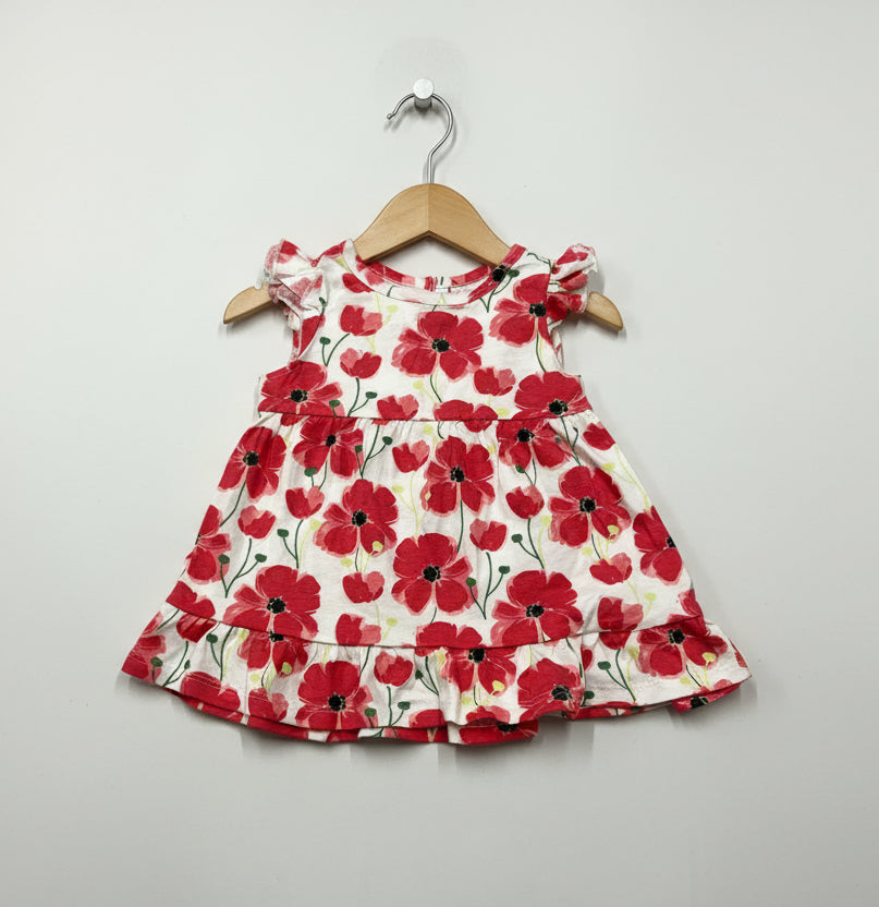 White with hibiscuss flowers -Sleeveless Frock