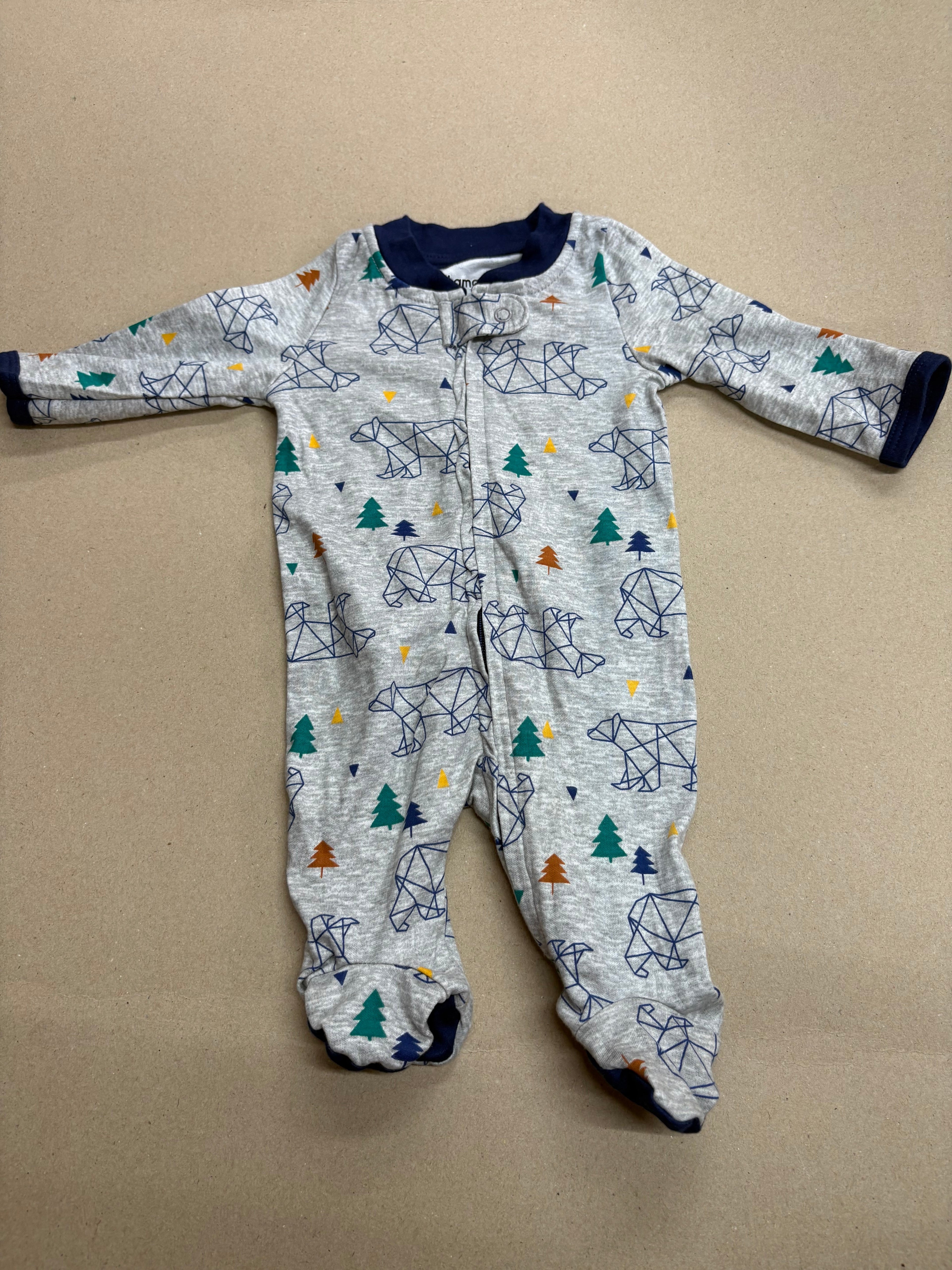 Grey with Tree🌲 with shoe (zipper)-Baby High quality jumpsuit