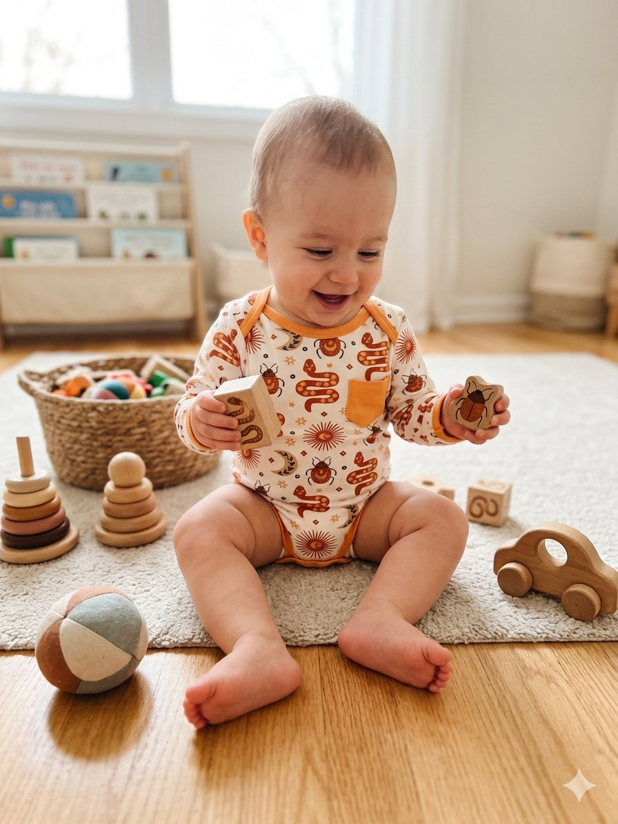 Bright Orange with pocket -Baby Romper