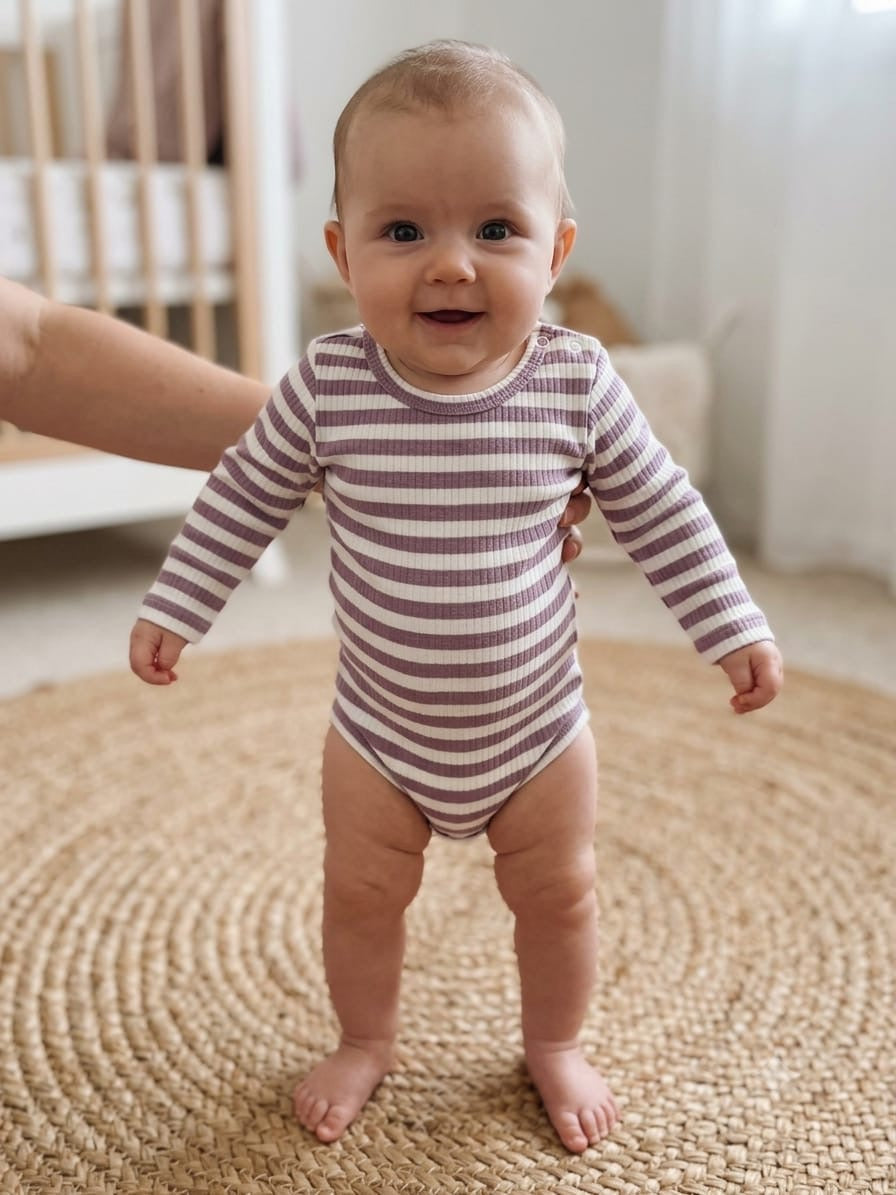 White & violet stripes Baby romper full sleeve