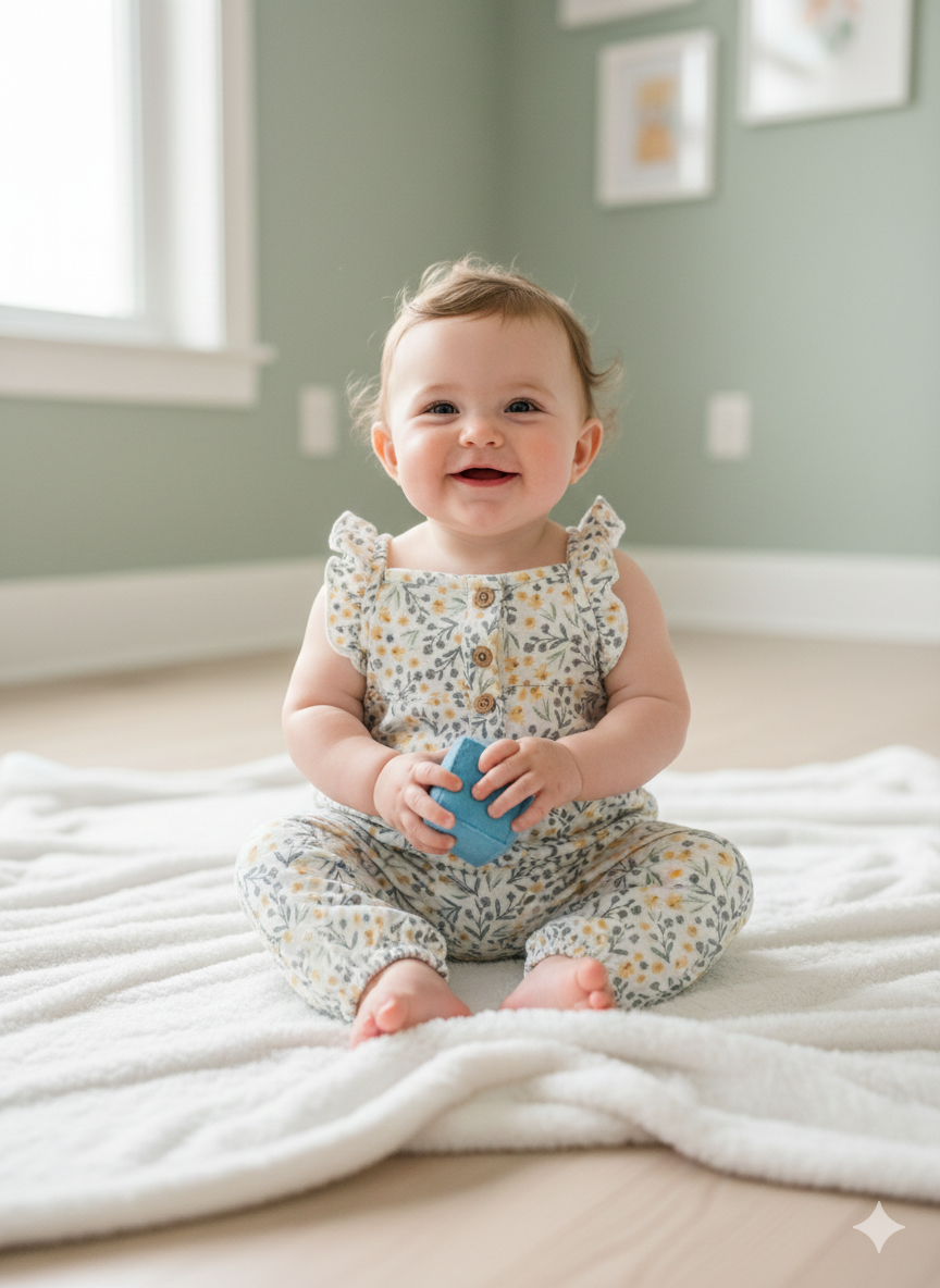 Green with yellow  multi floral- Baby Jumpsuit