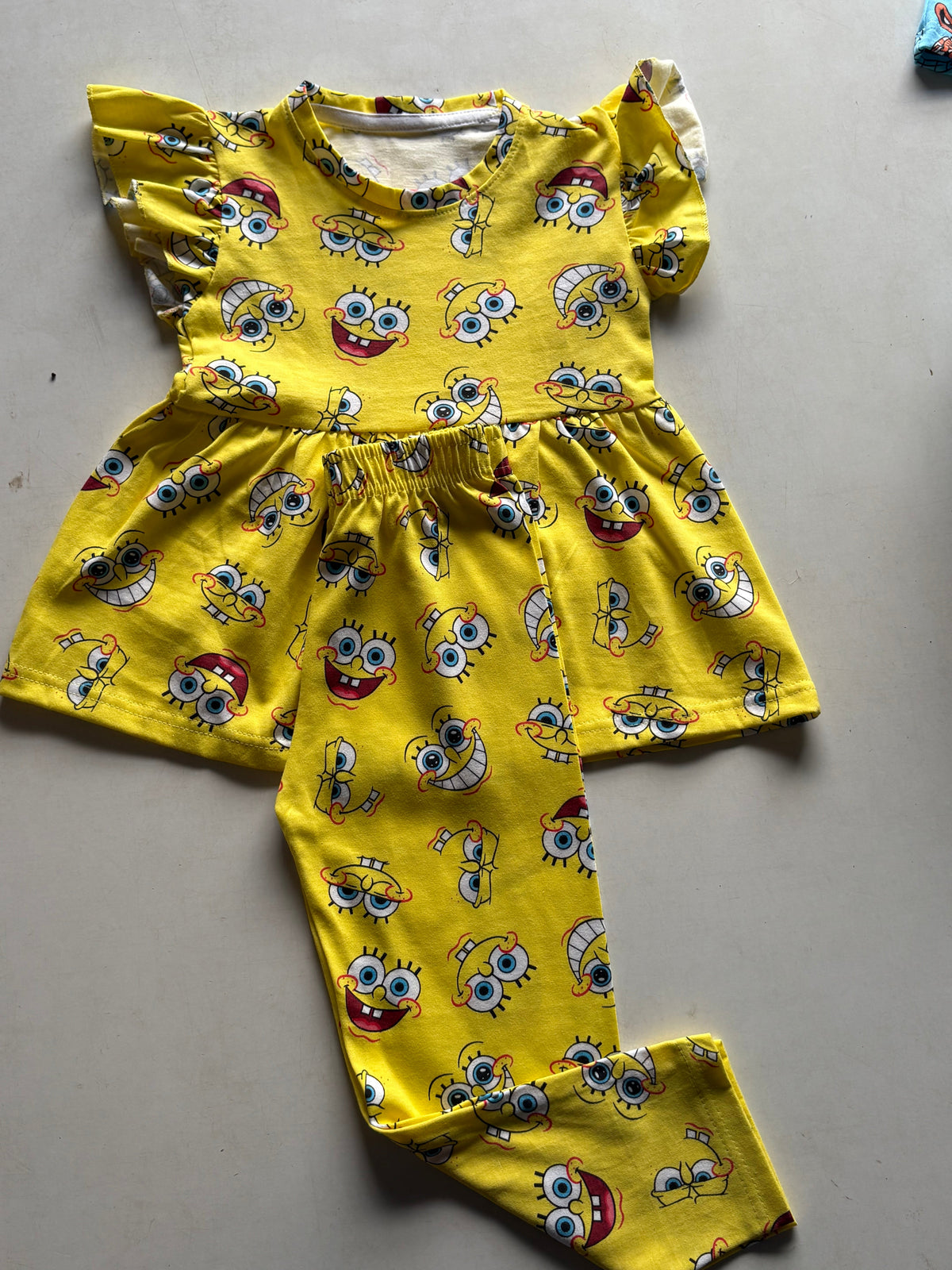 Yellow Multi Colour Peplum Co-ord Girls Sets.