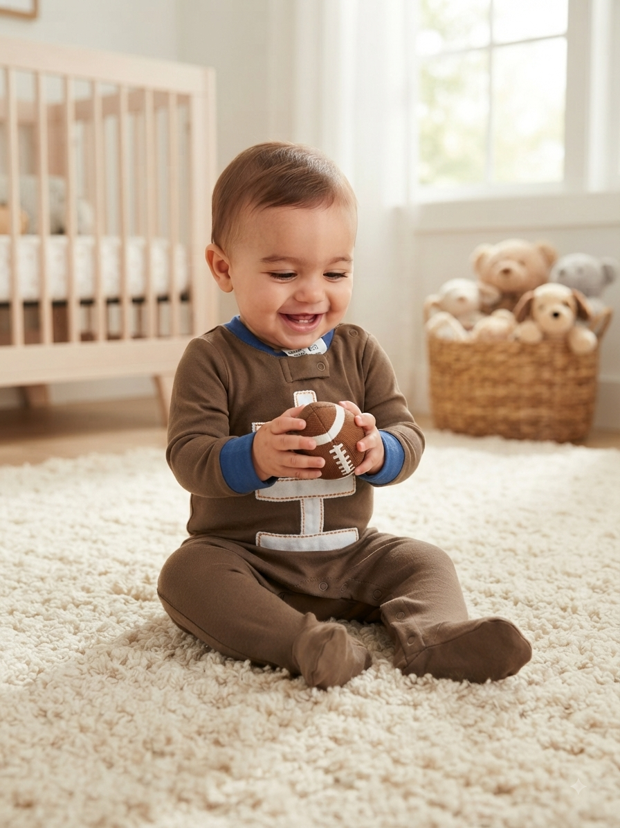 Brown with shoe (snap button)-Baby High quality jumpsuit