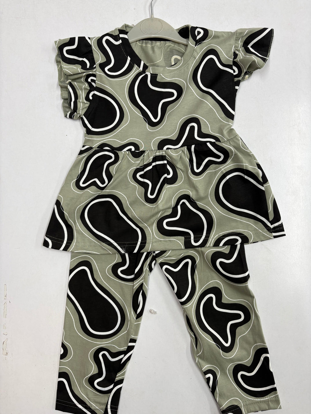 Green with the black peplum co - ord girls set Sep