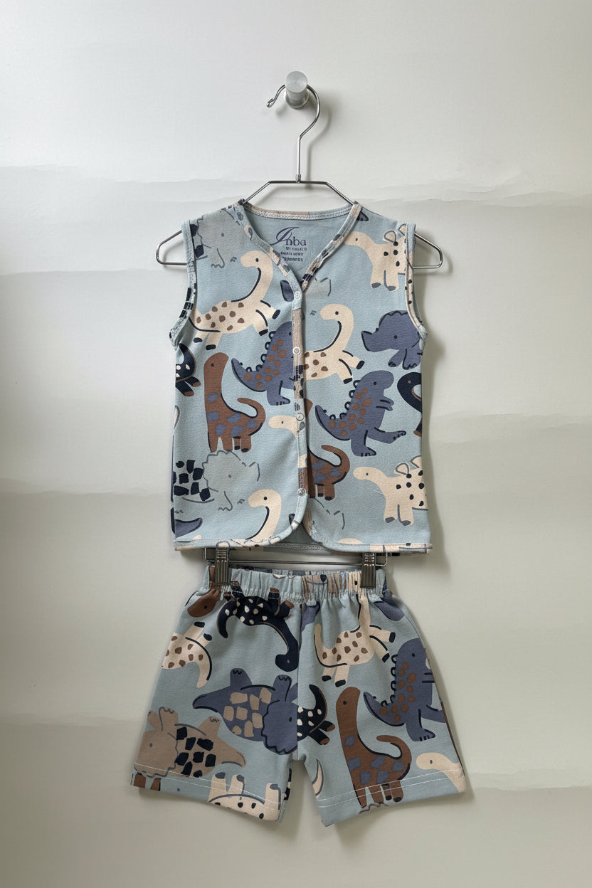 Grey Dino - Sleeveless Jabla shorts set
