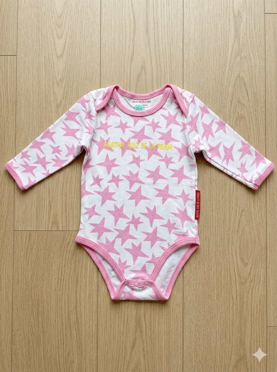 White with pink star - Baby Romper
