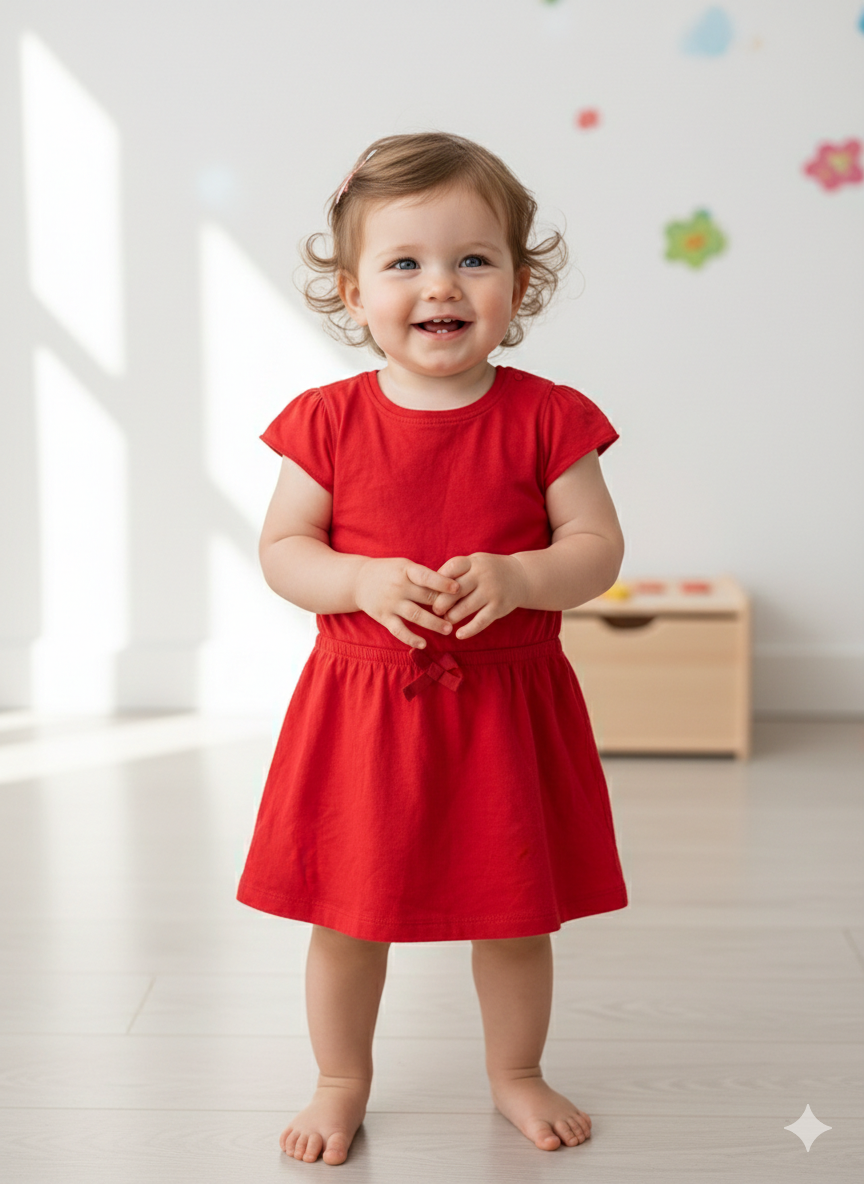 Red -Baby Half Sleeve frock