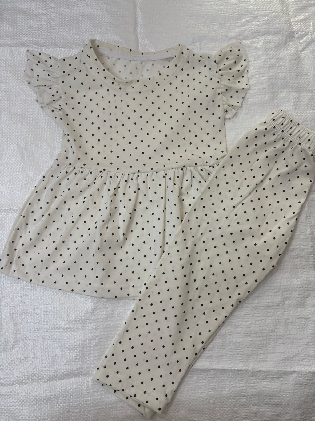 Cream white with black Buddha Peplum Co-Ord Girls Set