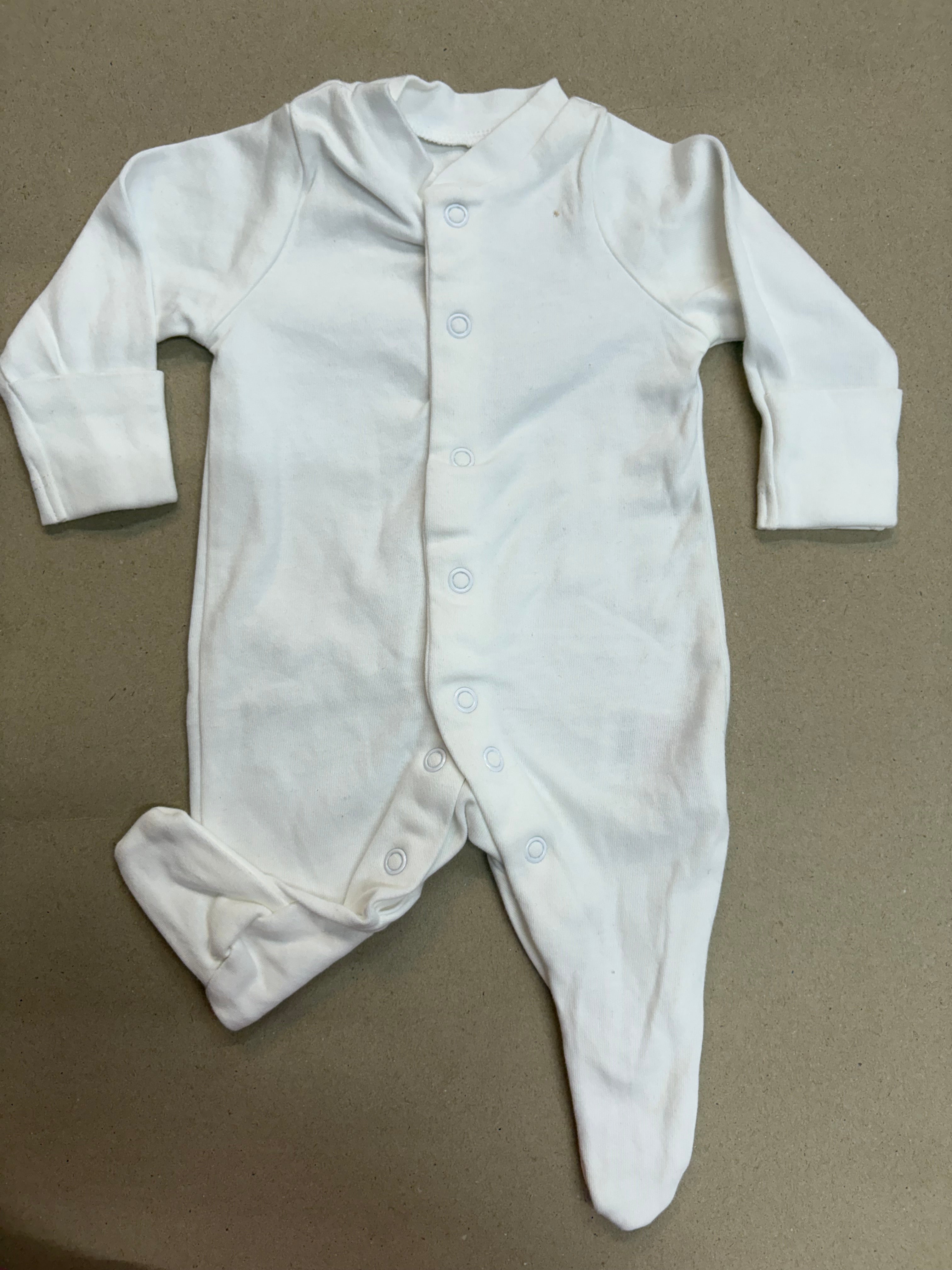 Plain white-Baby full shoes Jumpsuits