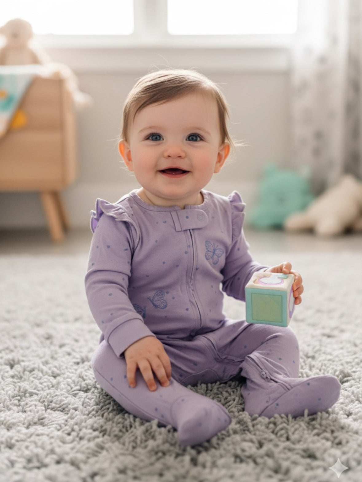 soft lilac butterfly print - High Quality Baby Jumpsuit