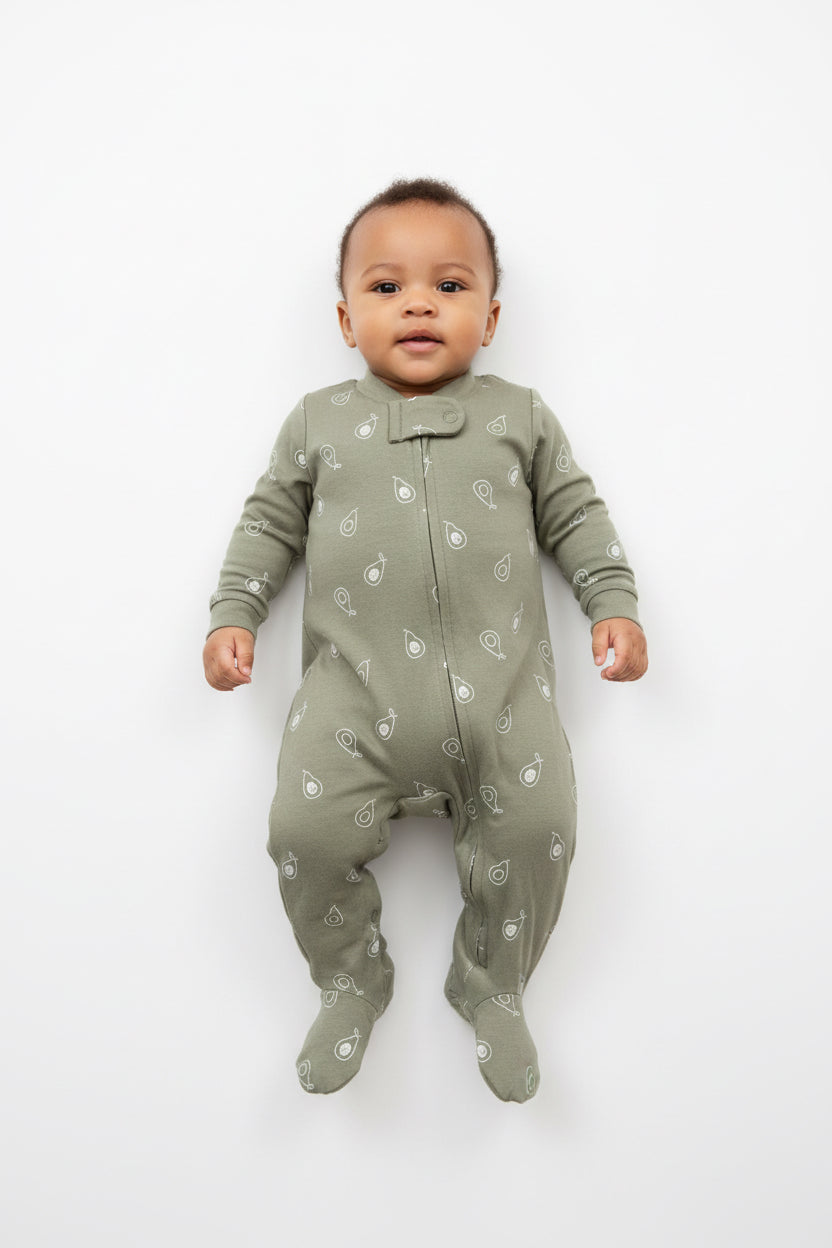 Moss Green Feather - Baby Jumpsuit