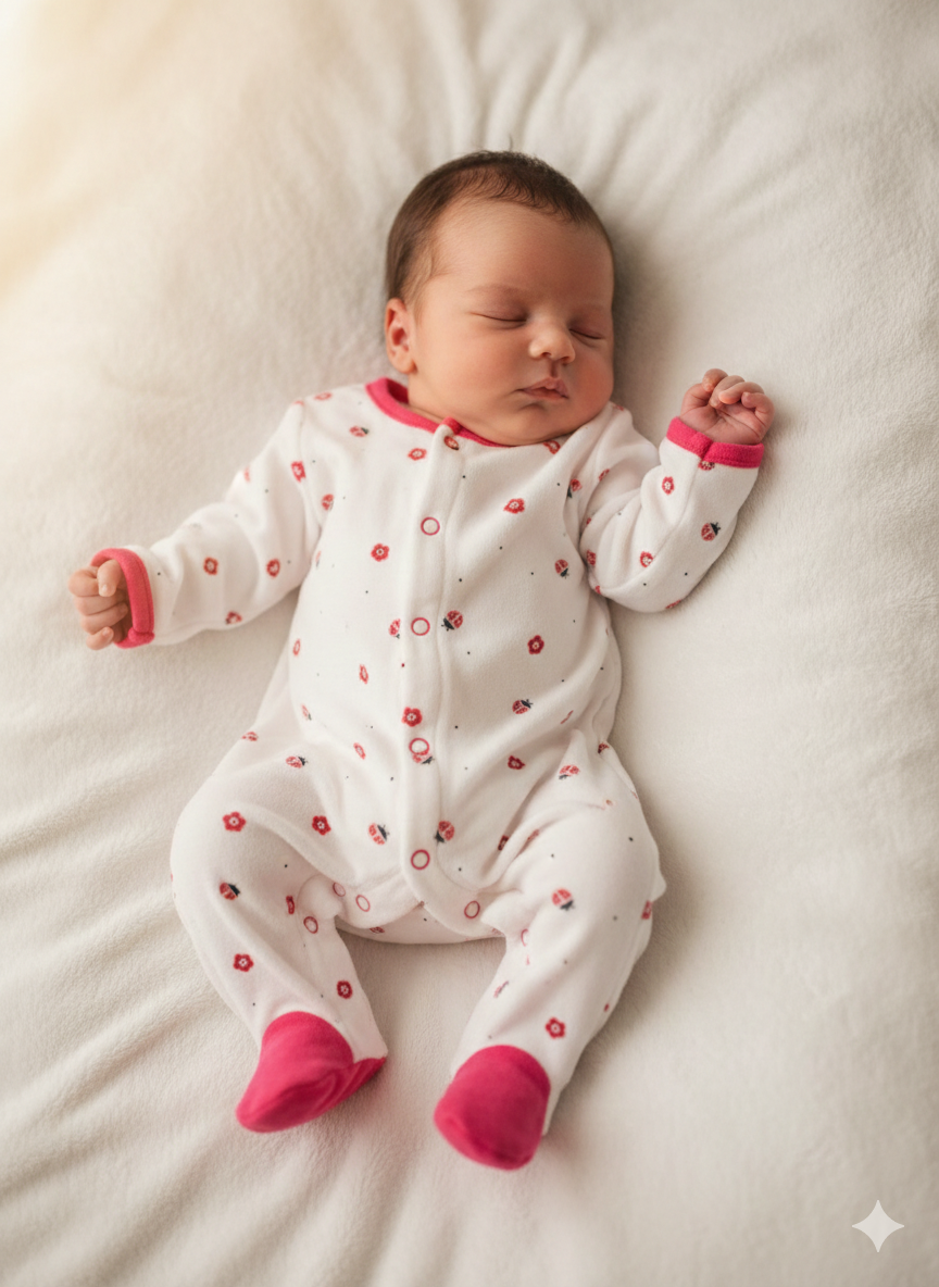 Red flower with ladybug 🐞- Baby full Jumpsuit