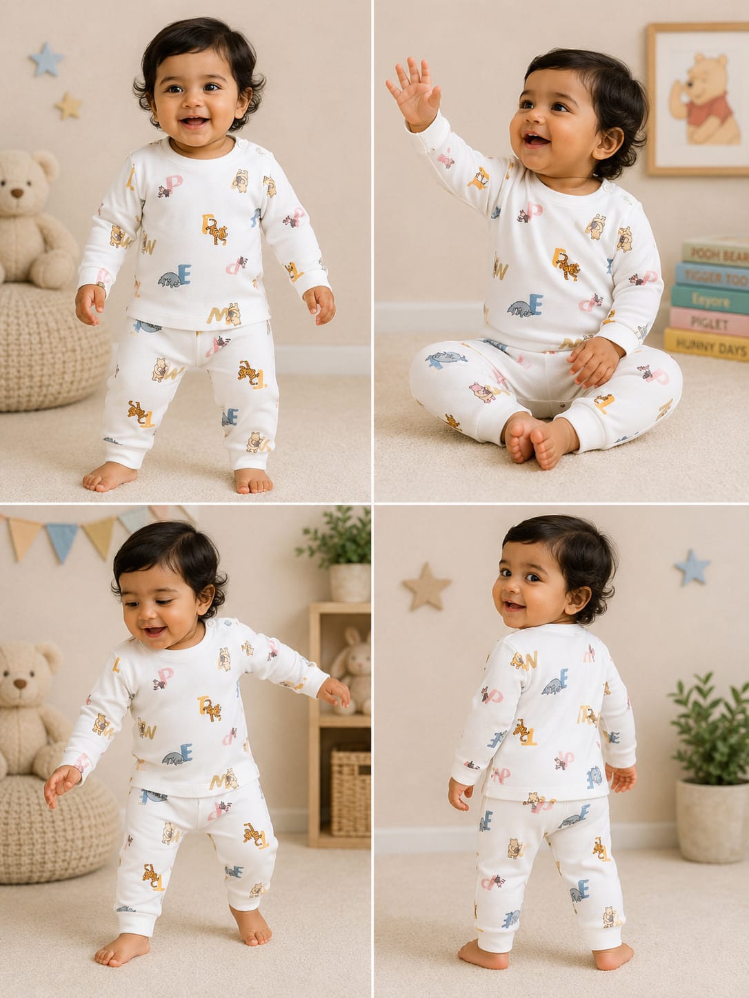 White with letter animal - full sleeve set (snap button)
