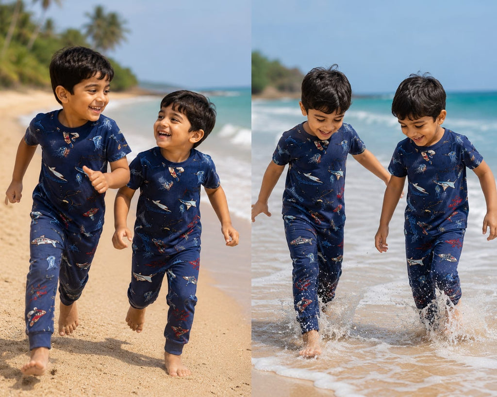 Navy sea themes -Kids half Sleeve Set