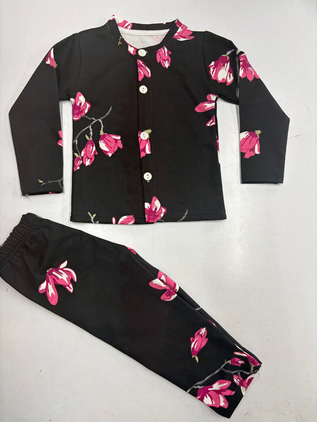 Premium winter wears, Front open Black flower LoopKnit-2