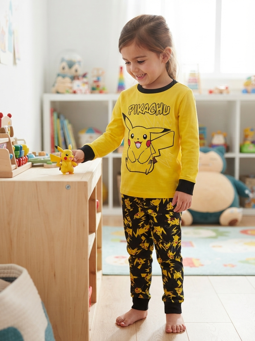 Yellow pikachu-Kids Full Sleeve Set