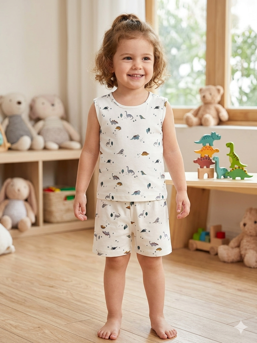 Ivory with dinosaurs 🦕-Sleeveless co-ords