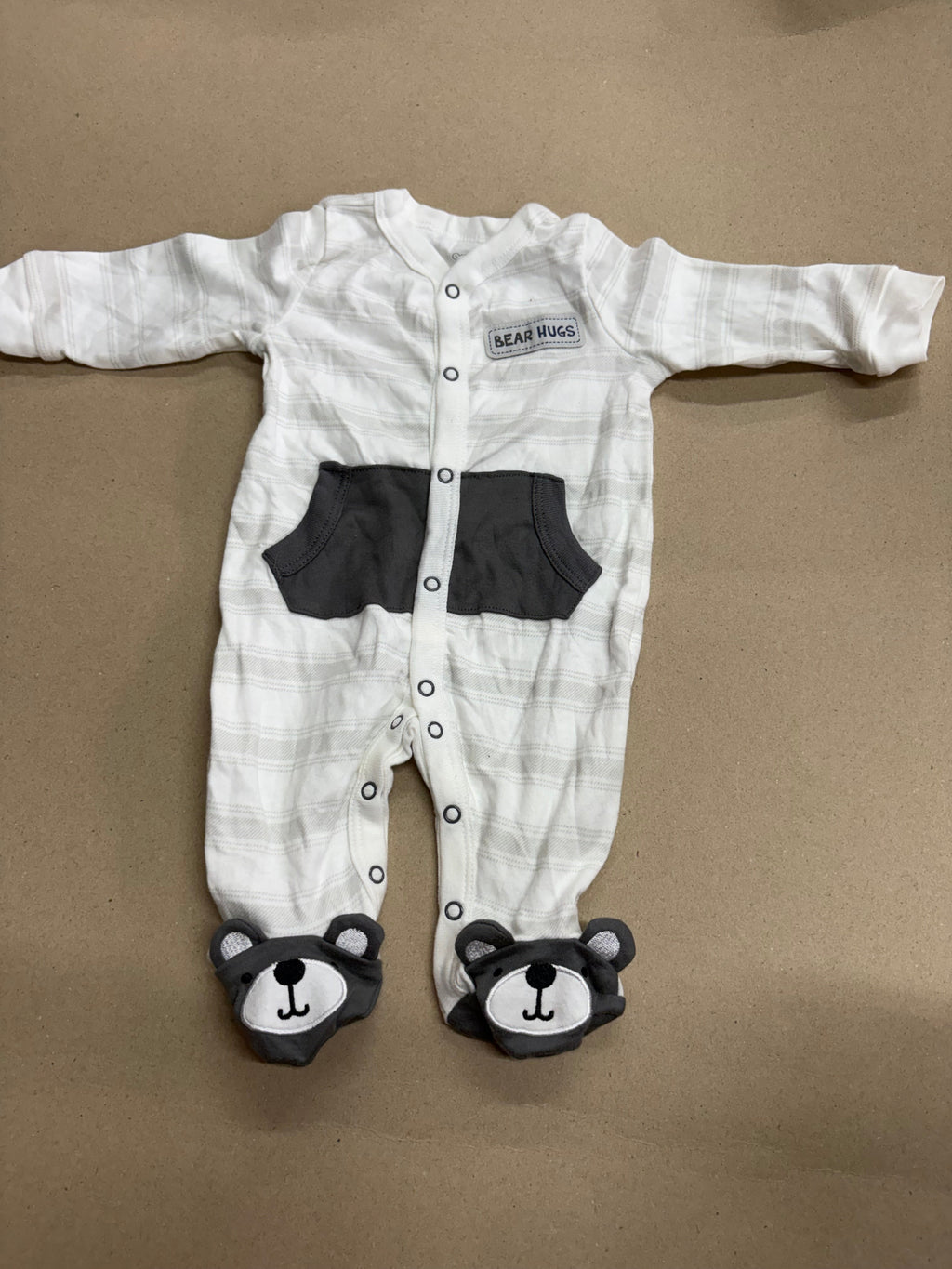 White with grey with shoe (snap button)-Baby High quality jumpsuit