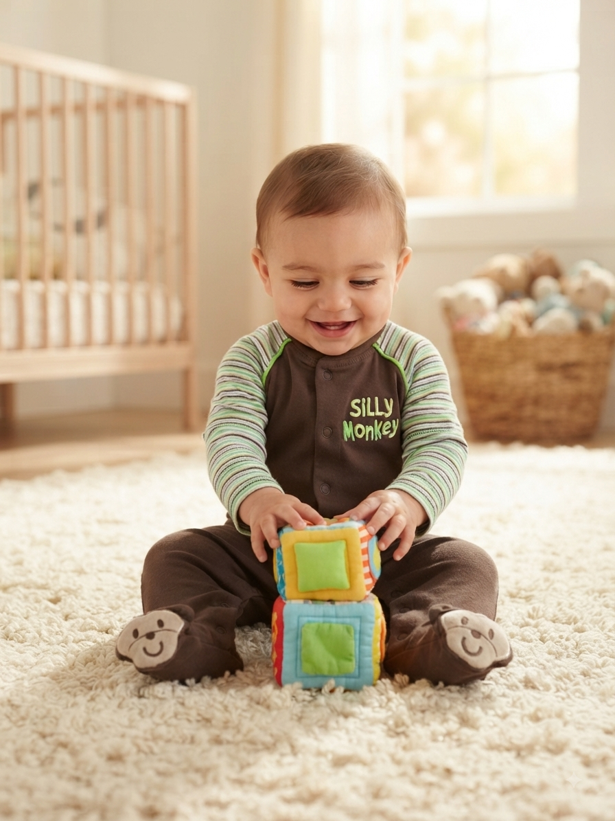 Brown SILLY MONKEY with shoe (snap button)-Baby High quality jumpsuit