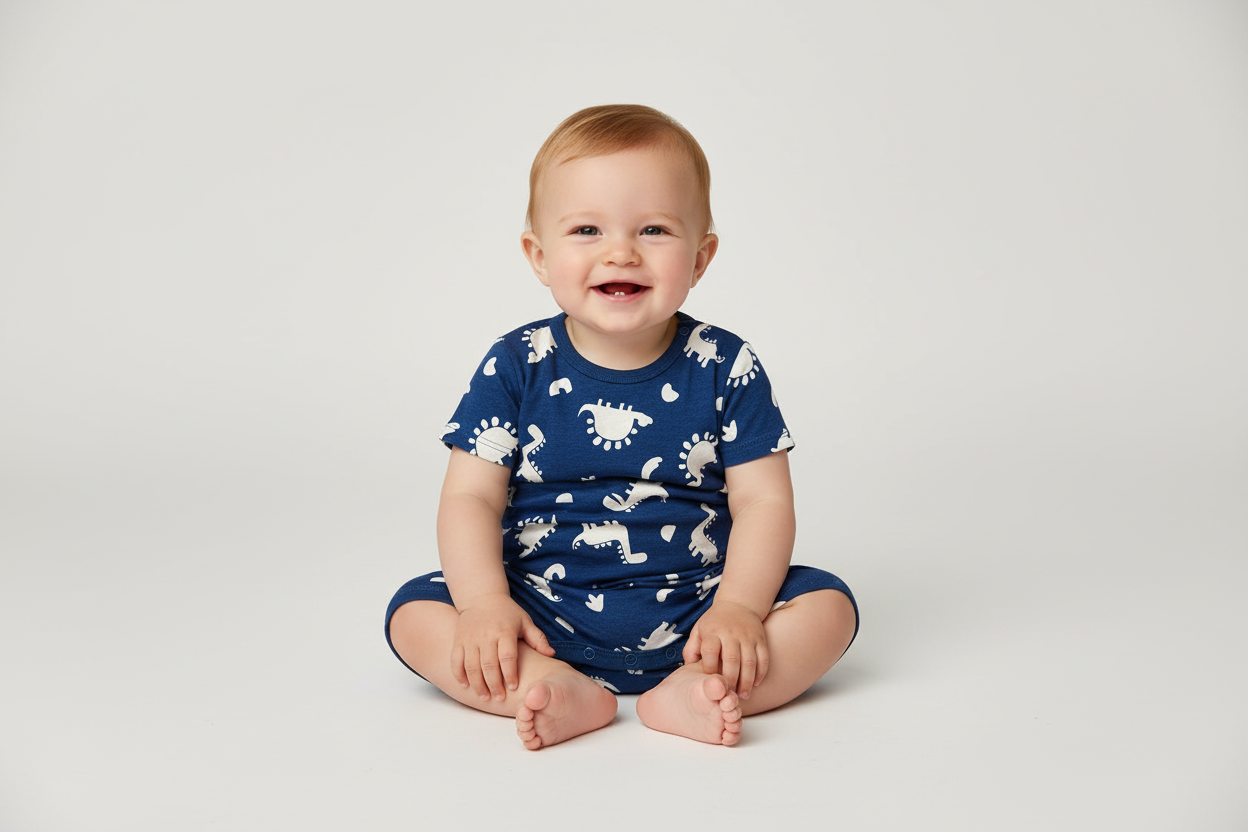 Navy Dino 🦕 -Baby Half Jumpsuit