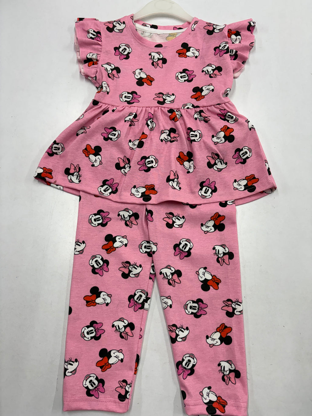 Charming sea pink Mickey Mouse Peplum Co-ord Girls set