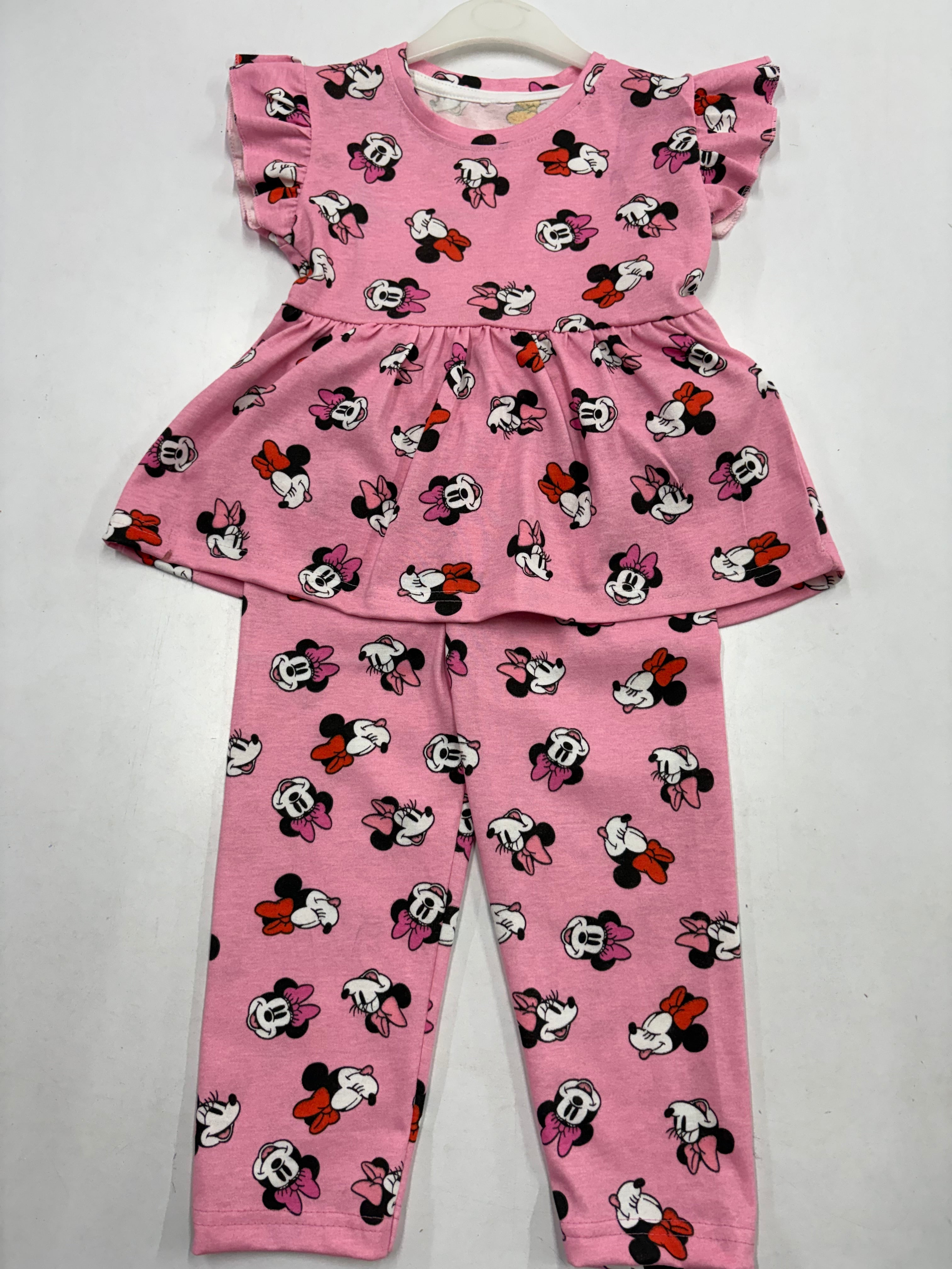 Charming sea pink Mickey Mouse Peplum Co-ord Girls set