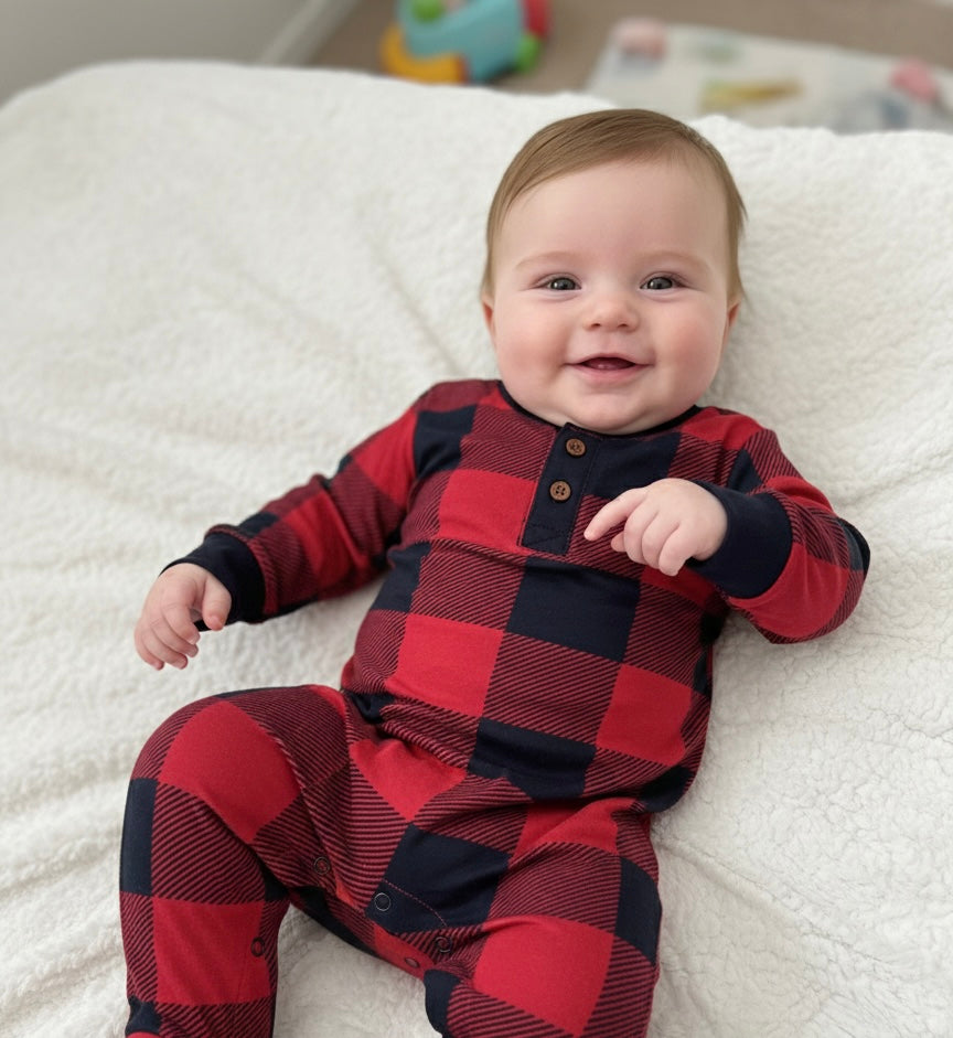 Black and red checked - Baby Jumpsuit