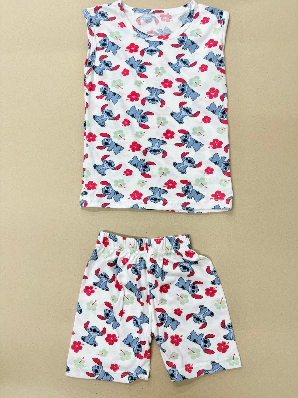 Disney Stitch sleeveless top featuring a tropical hibiscus flower pattern -Sleeveless co-ords