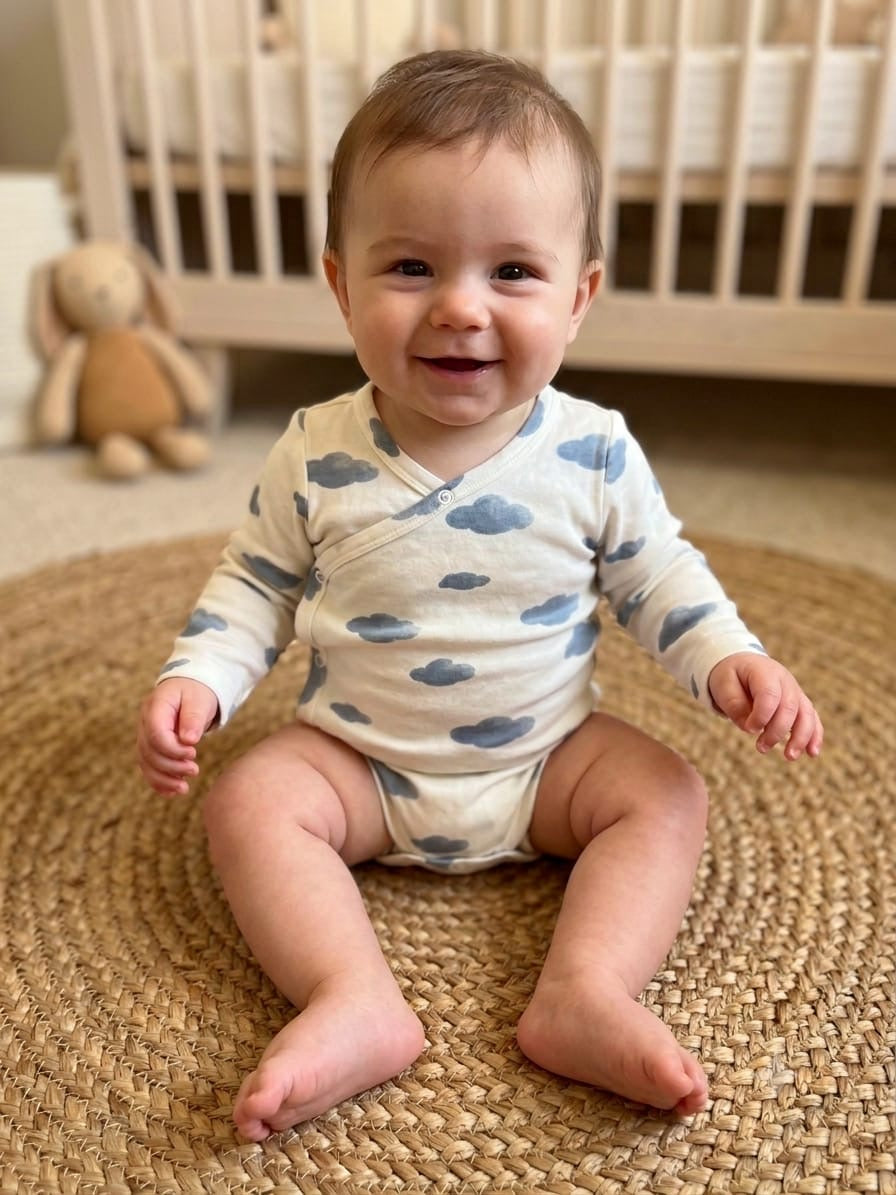 Hslf white clouds Baby romper full sleeve