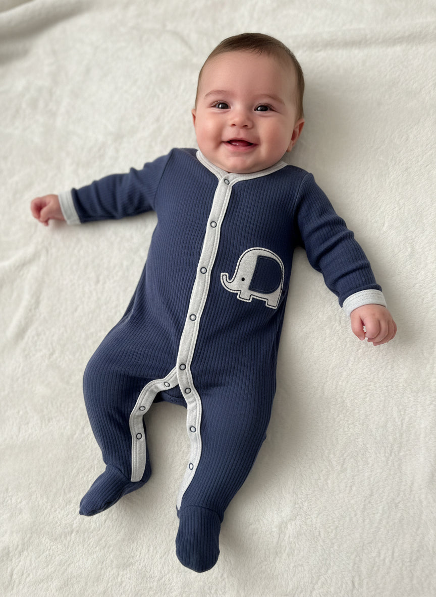 Blue based Elephant print - Baby Jumpsuit