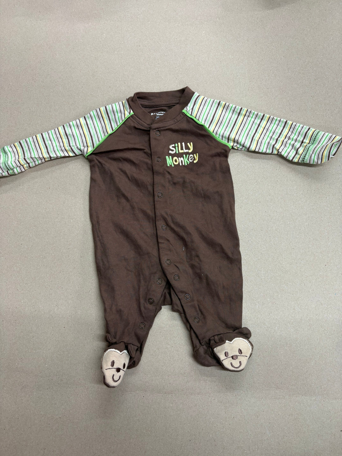 Brown SILLY MONKEY with shoe (snap button)-Baby High quality jumpsuit