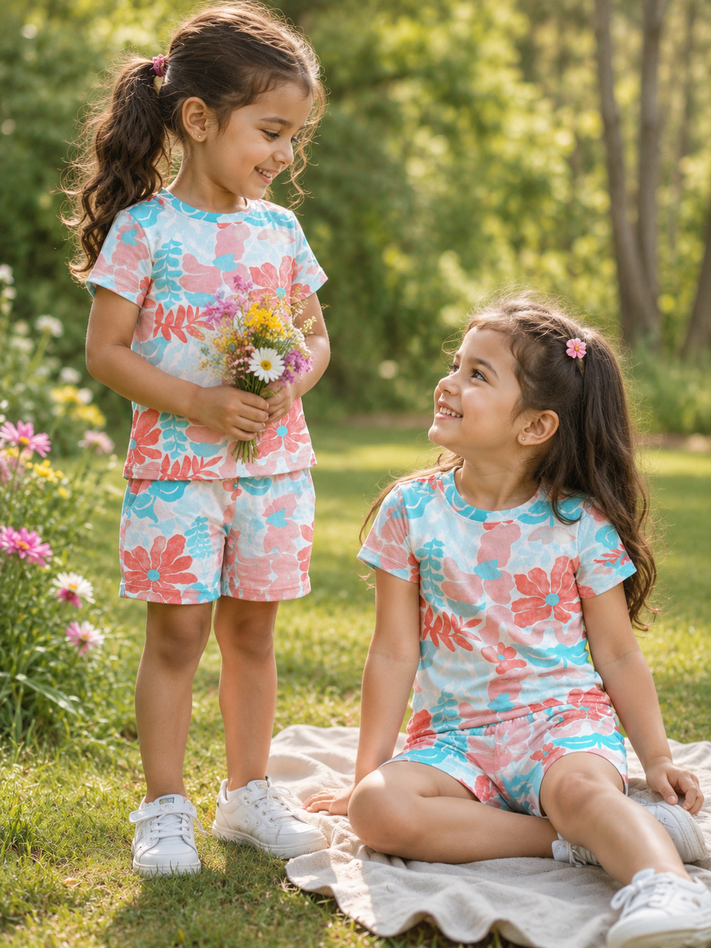 Flowers-Kids Co-Ord Set premium quality