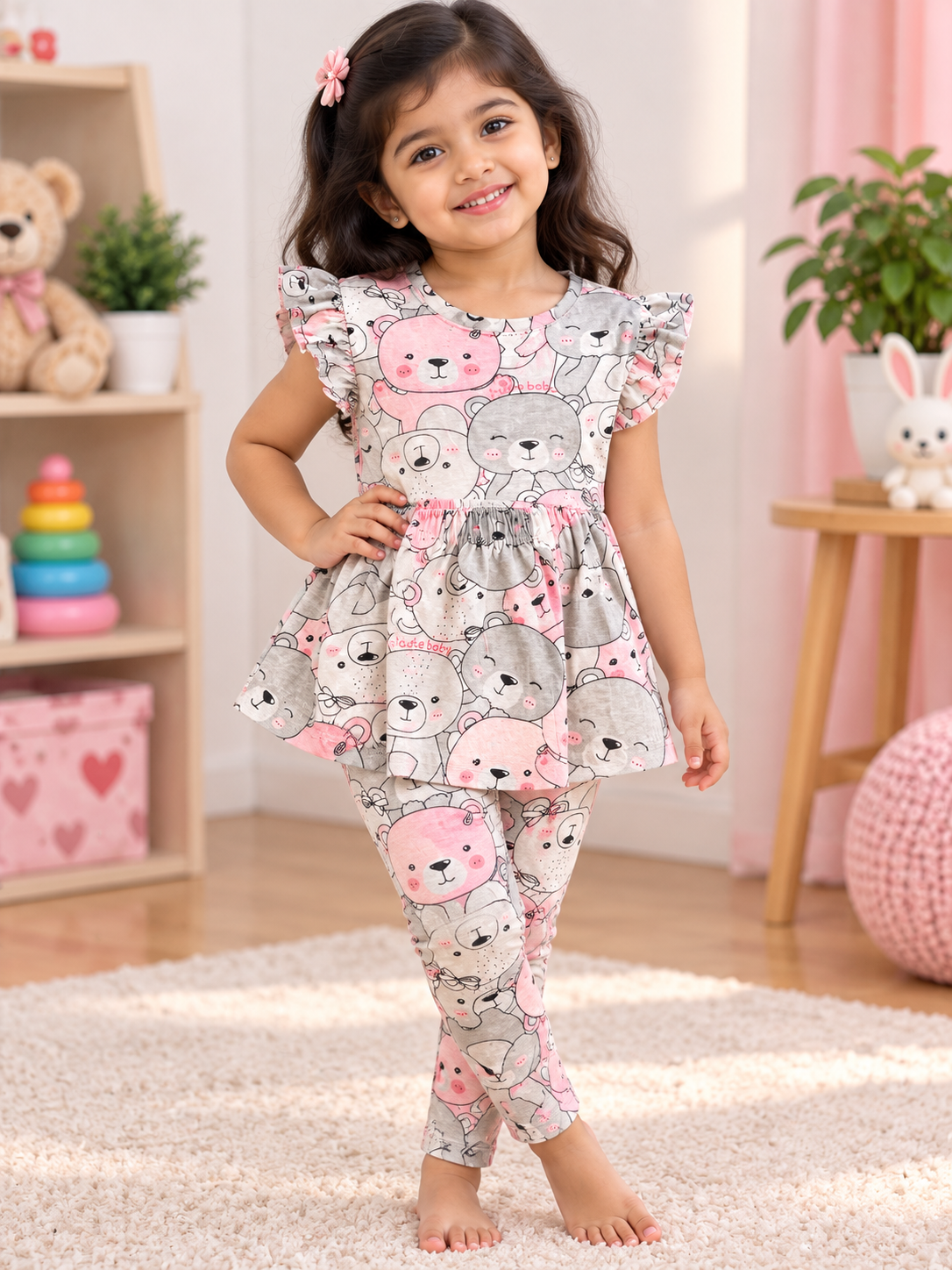 Character Multi Colour Peplum Co-ord Girls Sets.