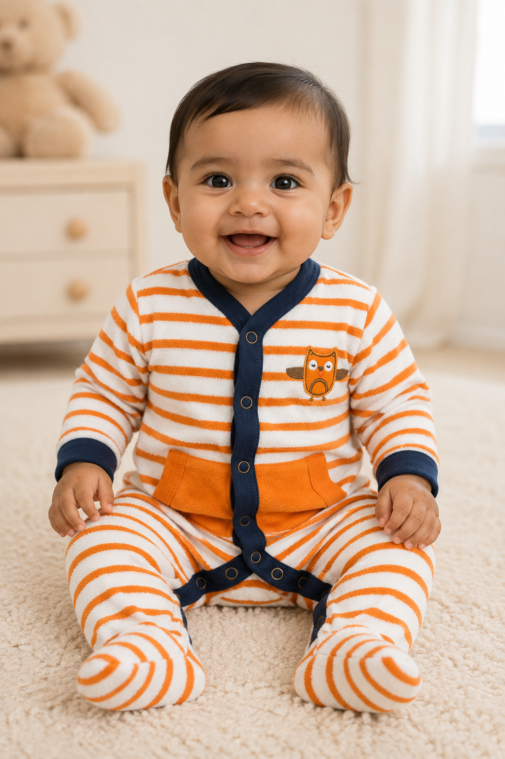 White base Orange strips -full Jumpsuits