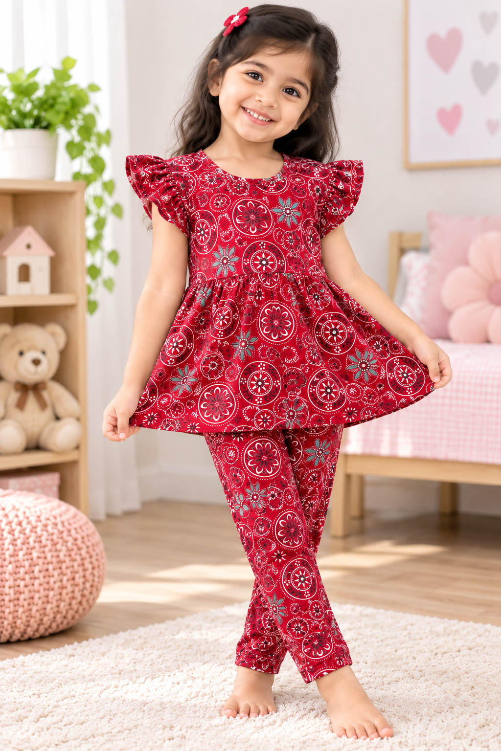 Beetroot Peplum Co-ord Girls set