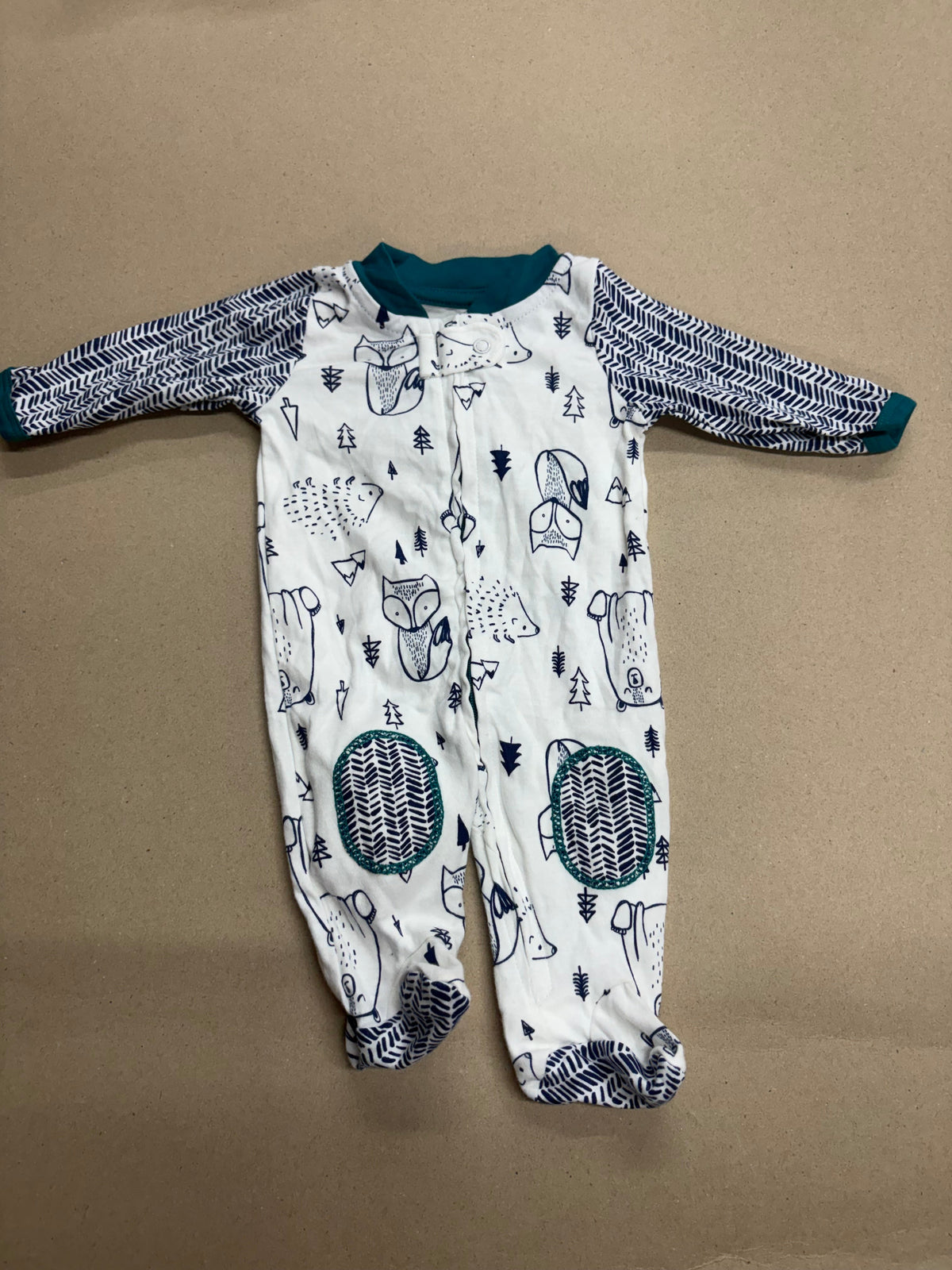 Woodland animal print with shoe(zipper)-Baby High quality jumpsuit