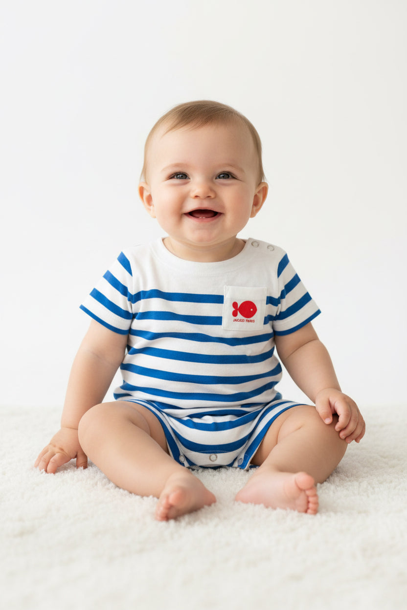 Blue with white stripe- Baby half Jumpsuits